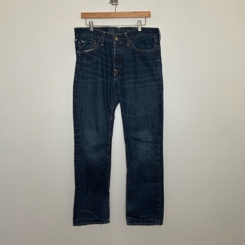 Hollister California Straight Leg Dark Wash Jeans Sz 32